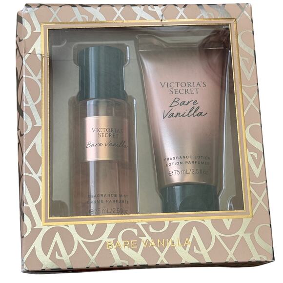 Victorias Secret Bare Vanilla Fragrance Mist And Lotion Gift Set 2.5 Fl Oz New - Picture 1 of 8